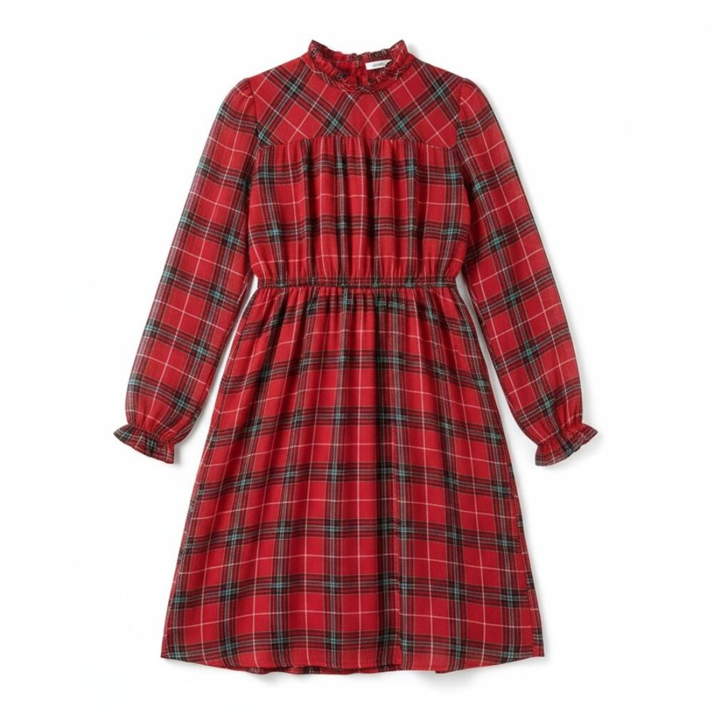 Wonder Nation Girls Kids Christmas Dress Large 10-12 Red Plaid Holiday Festive